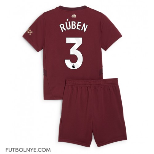 Camiseta Manchester City Ruben Dias #3 Tercera Equipación para niños 2024-25 manga corta (+ pantalones cortos)